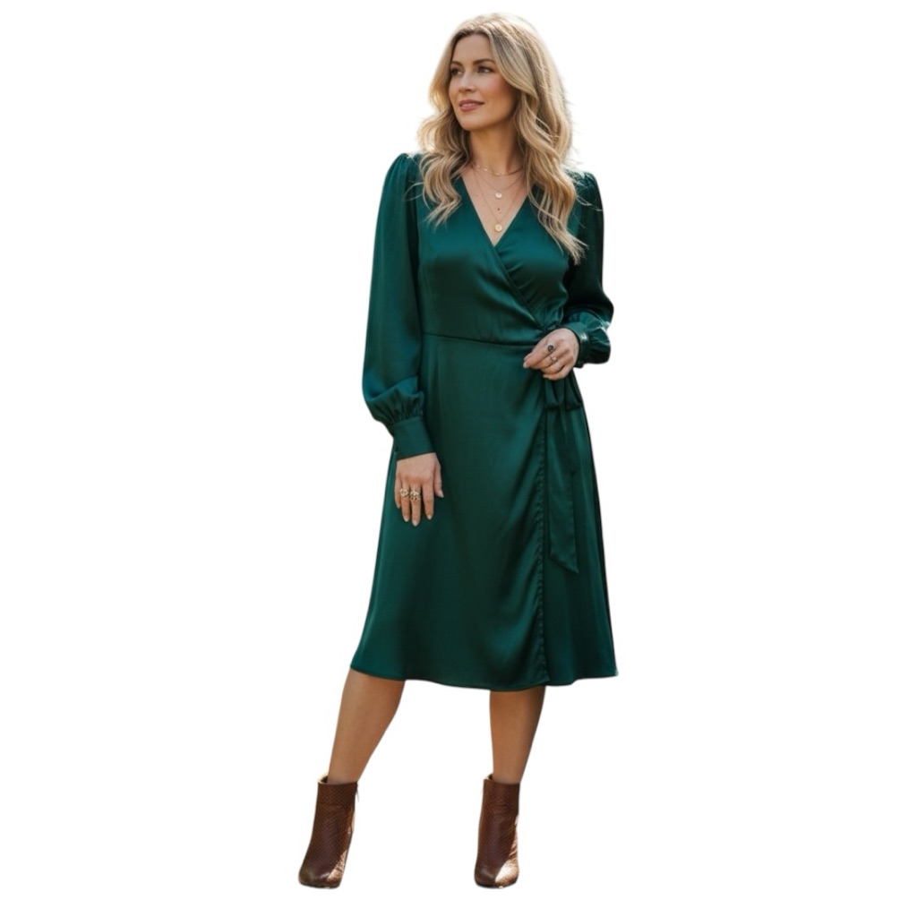 Nwt Banana Republic Deep Green Long Sleeve Dress Size 12